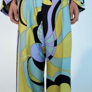 Zara printed wide leg pants